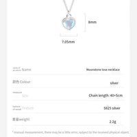 S925 sterling silver gradient colorful moonstone love necklace