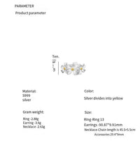 S999 foot silver elegant gardenia series set earrings ring necklace
