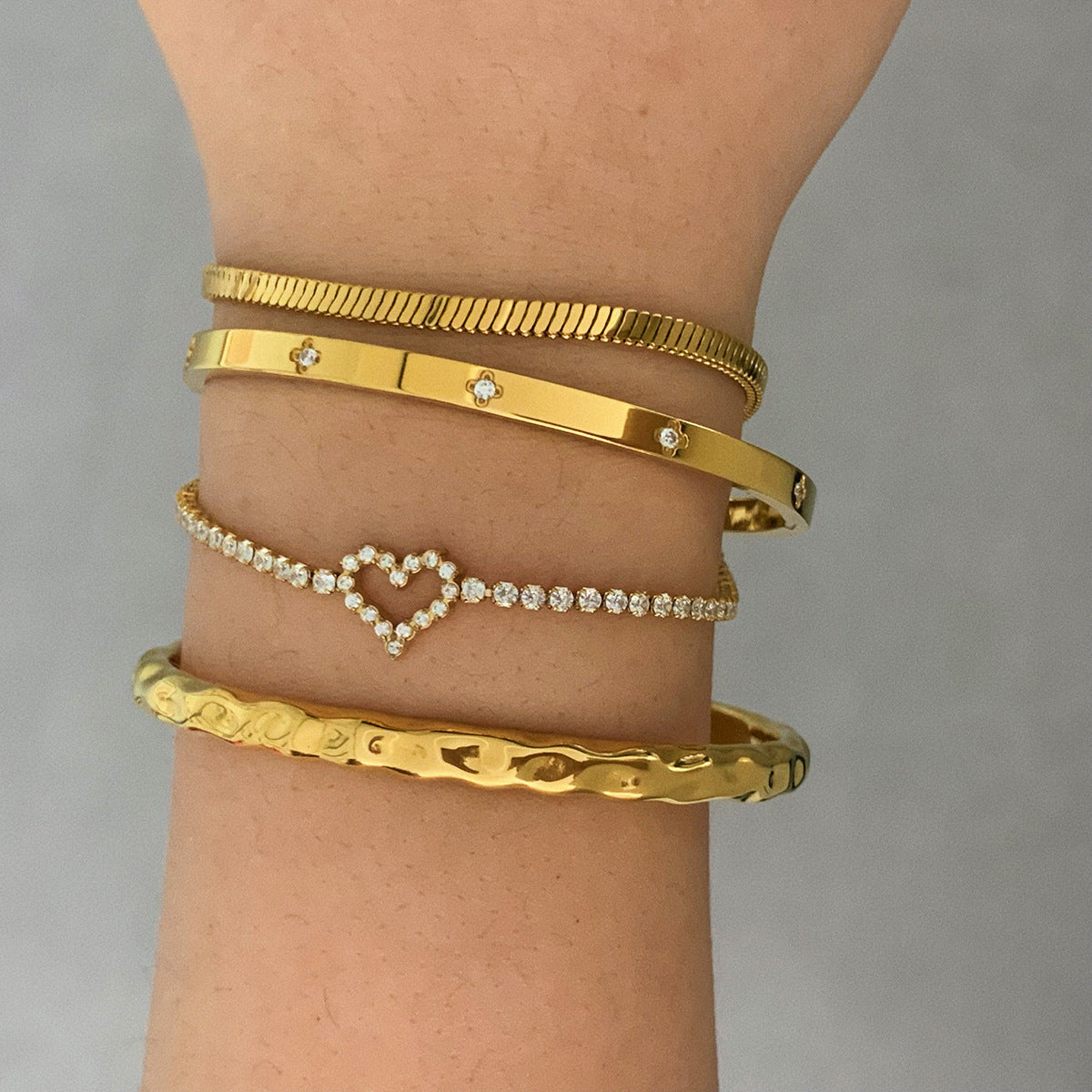Stackable Irregular Texture Love Bracelet suit