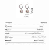 S925 sterling silver inlaid natural pearl earrings