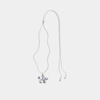 Silver Flower Sweater Chain Necklace