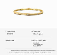 S925 Sterling Silver Bracelet Women's Brushed Craft Zircon Inlaid