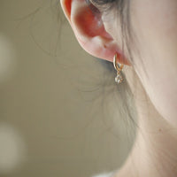 Shiny ball S925 silver plated 14K gold earrings