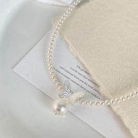 S925 Sterling Silver Pearl Butterfly Necklace