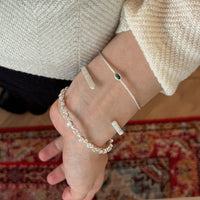 silver Fine Bracelet dark blue Stone Wide-brimmed Vertical Half Bracelet