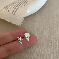 Asymmetric Fritillaria Dolphin Zircon Starfish Earrings