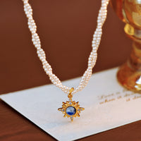 Double Blue Eight-Mountain Star Necklace Earring Bracelet Set
